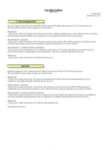 Gas Sales Volume MarchApril 2015 Osaka Gas Co., Ltd. F.Yending March 2015)