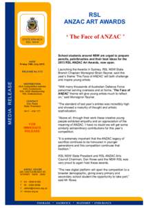 RSL ANZAC ART AWARDS STATE BRANCH RSL NSW  DATE