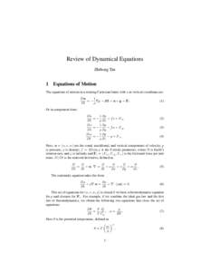 Review of Dynamical Equations Zhihong Tan 1  Equations of Motion