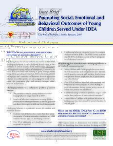 Issue Brief Technical Assistance Center on Social Emotional Intervention for Young Children  Promoting Social, Emotional and