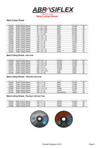 ABN[removed]Metal Cutting Wheels Metal Cutting Wheels PART NO.