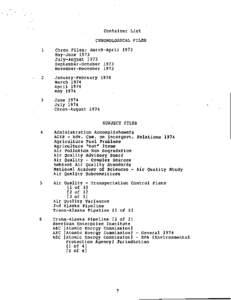 White House Central Files, Staff Member and Office Files: Glenn R. Schleede Folder Title List