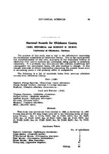 Mammal Records for Oklahoma County