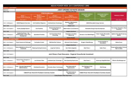 ASEAN POWER WEEK 2015 CONFERENCE GRID TUESDAY 1st SEPTEMBER JOINT OPENING KEYNOTE SESSION  09:00-10:30