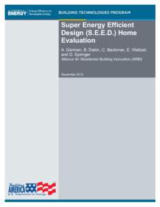 Super Energy Efficient Design (S.E.E.D.) Home Evaluation