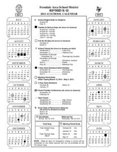 Ferndale Area School District REVISED K[removed]SCHOOL CALENDAR 2011