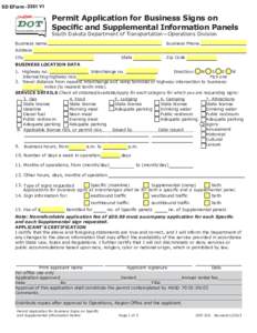 Permit application for business signs on specific and supplemental information panels