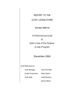 REPORT TO THE UTAH LEGISLATURE Number[removed]A Performance Audit