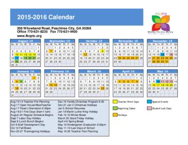 Calendar 208 Wilowbend Road, Peachtree City, GAOfficeFaxwww.fbcptc.org August 15 Su M
