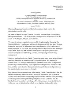 Agenda Item J.1.a Attachment 4 March 2014 Verbal Testimony of Dr. Donald McIsaac, Executive Director