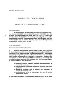 File Ref: EP[removed]LEGISLATIVE COUNCIL BRIEF PRODUCT ECO-RESPONSIBILITY BILL  INTRODUCTION