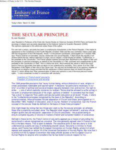 Embassy of France in the U.S. - The Secular Principle