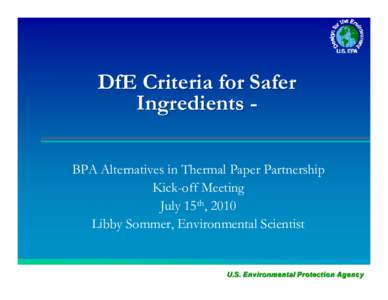 DfE Criteria for Safer Ingredients - BPA Alternatives in Thermal Paper Partnership