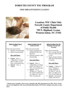 FORSYTH COUNTY WIC PROGRAM