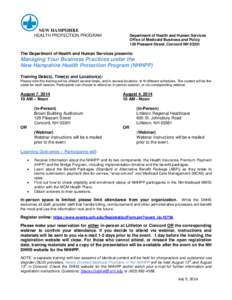 NEW HAMPSHIRE HEALTH PROTECTION PROGRAM Department of Health and Human Services Office of Medicaid Business and Policy 129 Pleasant Street, Concord NH 03301