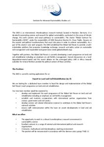 Land management / Sustainability / Soil science / Klaus Töpfer / Soil / Sustainability science / Agronomy / Environmental social science / Environment / Earth