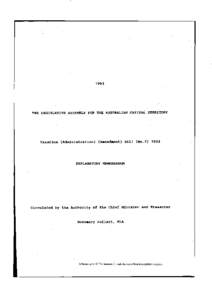 1993  THE LEGISLATIVE ASSEMBLY FOR THE AUSTRALIAN CAPITAL TERRITORY Taxation (Administration) (Amendment) Bill (No[removed]