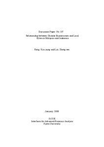 Discussion Paper No. 157 Relationship between Chinese Businessmen and Local Elites in Malaysia and Indonesia