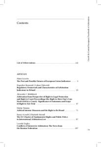 Contents  Czech (& Central European) Yearbook of Arbitration Contents