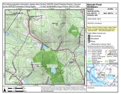 For fishing regulation information, please refer Contact: NHFGD Inland Fisheries Division, Concord to the NHFGD Freshwater Fishing Digest. E-mail: [removed] Phone: [removed]°14’30