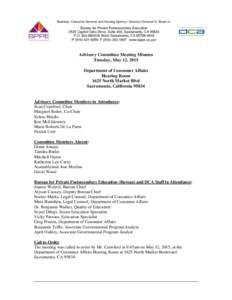 Bureau for Private Postsecondary Education - Advisory Committee Meeting Minutes - May 12, 2015