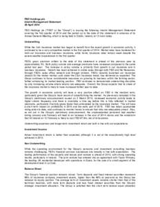 FBD Holdings plc Interim Management Statement 29 April 2014 FBD Holdings plc (