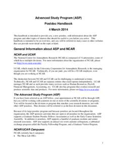 Education / Knowledge / Boulder /  Colorado / High Altitude Observatory / Mesa Laboratory / Postdoctoral research / University Corporation for Atmospheric Research / Academia / National Center for Atmospheric Research