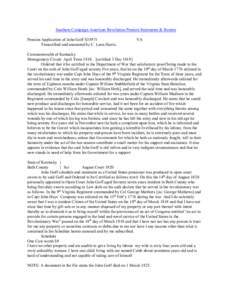 Southern Campaign American Revolution Pension Statements & Rosters Pension Application of John Goff S35971 Transcribed and annotated by C. Leon Harris. VA