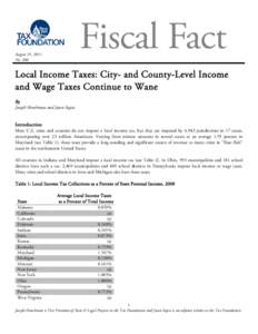 Fiscal Fact  August 31, 2011 No[removed]Local Income Taxes: City- and County-Level Income