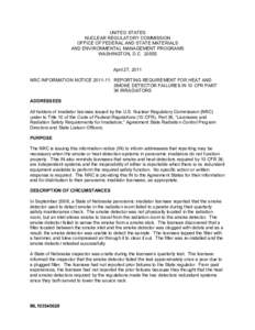 NRC Information Notice[removed], Heat and Smoke Detector Requirements for 10 CFR Part 36 Irradiators.