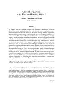 Global Injustice and Redistributive Wars* KASPER LIPPERT-RASMUSSEN Aarhus University  Abstract