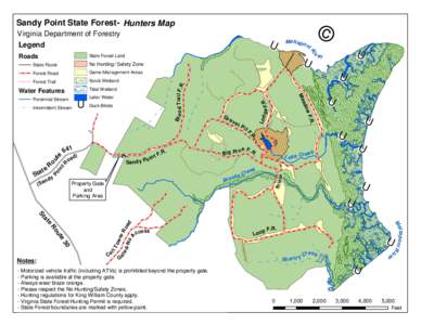 ©  Sandy Point State Forest- Hunters Map Virginia Department of Forestry  U