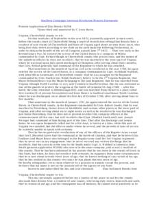 Southern Campaign American Revolution Pension Statements Pension Application of Elias Brooks S6768 Transcribed and annotated by C. Leon Harris Virginia; Chesterfield county to wit: On this tenth day of September in the y