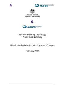 HORIZON SCANNING TECHNOLOGY PRIORITISING SUMMARY