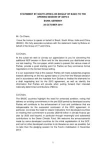 Climate change / International relations / Green Climate Fund / United Nations Climate Change Conference / Kyoto Protocol / BASIC countries / Intergovernmental Panel on Climate Change / The Adaptation Fund / Copenhagen Accord / United Nations Framework Convention on Climate Change / Climate change policy / Environment