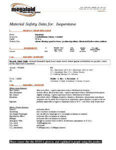 Material Safety Data for: Isopentane  1. 