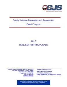 Family Violence Prevention and Services Act Grant Program 2017 REQUEST FOR PROPOSALS