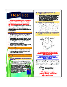 Head Lice Head lice can infest anybody, but children are prone to infestations because they play closely and share items that come in contact with the head like hats, headphones, and combs. Head lice are not known to tra