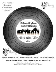 2012 Family Reunion Celebration Itinerary  Othella Beatrice Scyffore, Reunion Founder