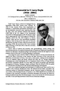 Memorial to F. Larry Doyle (1926 –2005) JOHN E. MOORE U.S. Geological Survey (Retired), 1730 Grape St., Denver, Colorado[removed], USA PHIL LAMOREAUX P.O. Box 2310, Tuscaloosa, Alabama[removed], USA