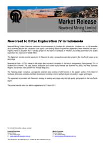 Microsoft Word - FINAL Newcrest to Enter Exploration JV in Indonesia[removed]doc