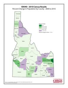 IDAHO[removed]Census Results Percent Change in Population by County: 2000 to 2010 Boundary Bonner