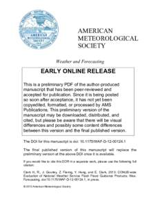 AMERICAN METEOROLOGICAL SOCIETY Weather and Forecasting  EARLY ONLINE RELEASE