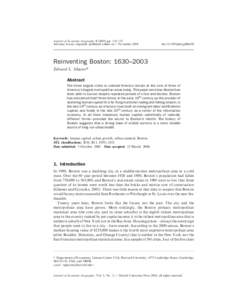 Journal of Economic Geography[removed]pp. 119–153 Advance Access originally published online on 1 November 2004 doi:[removed]jnlecg/lbh058  Reinventing Boston: 1630–2003