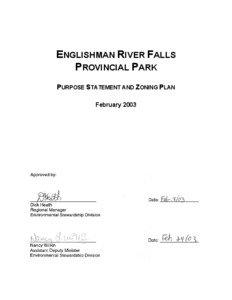 ENGLISHMAN RIVER FALLS PROVINCIAL PARK PURPOSE STATEMENT AND ZONING PLAN