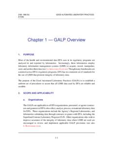 EdGOOD AUTOMATED LABORATORY PRACTICES  Chapter 1 — GALP Overview