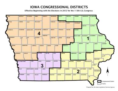 IOWA CONGRESSIONAL DISTRICTS  Effective Beginning with the Elections in 2012 for the 113th U.S. Congress LYON  SIOUX