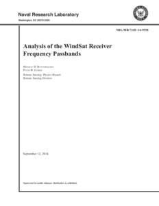 Naval Research Laboratory Washington, DC[removed]NRL/MR[removed]Analysis of the WindSat Receiver