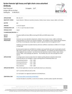 Syrian Hamster IgG-heavy and light chain cross-adsorbed Antibody Goat Polyclonal Conjugate