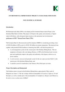 ENVIRONMENTAL IMPROVEMENT PROJECT AT KOLUBARA MINE BASIN  NON-TECHNICAL SUMMARY Introduction